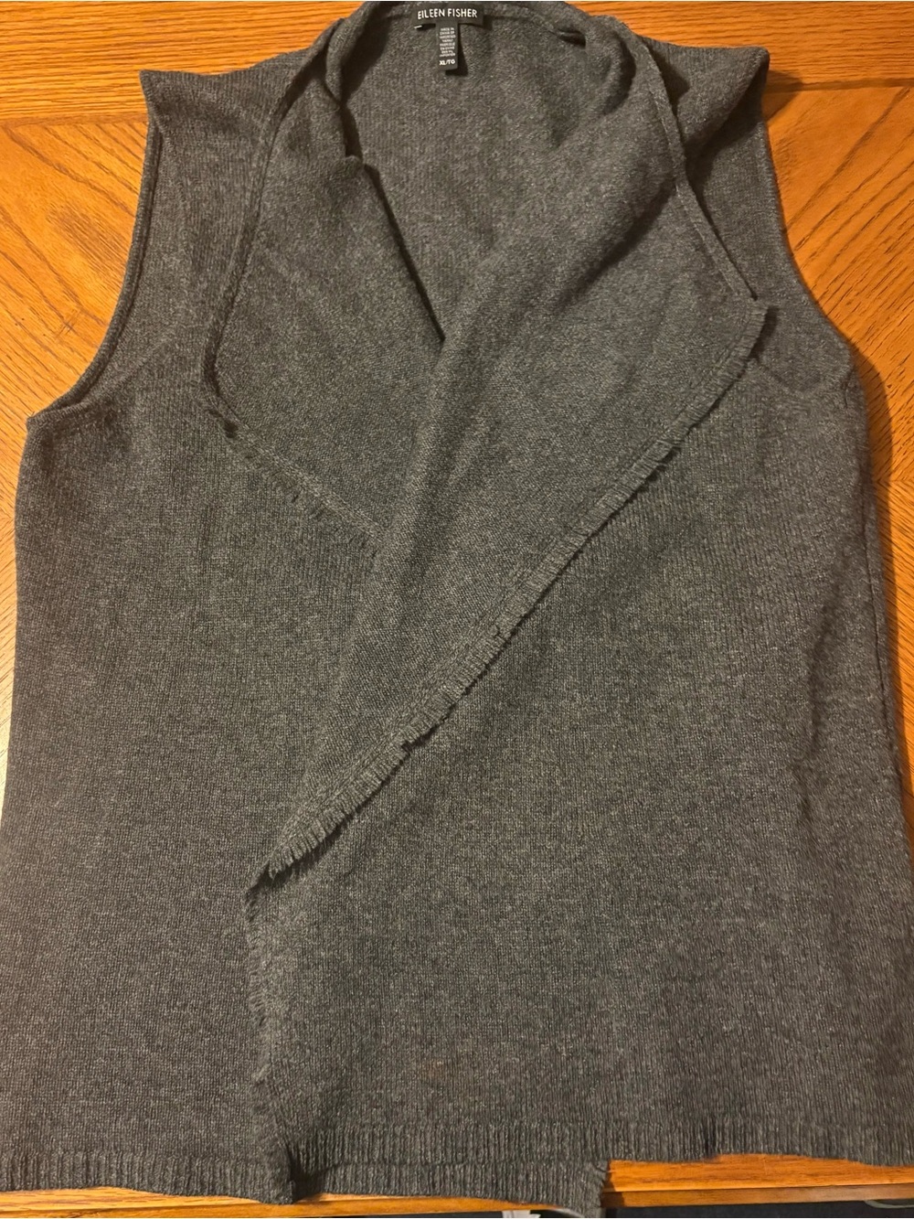 Eileen Fisher Charcoal Gray Draped Sleeveless wool Vest XL
